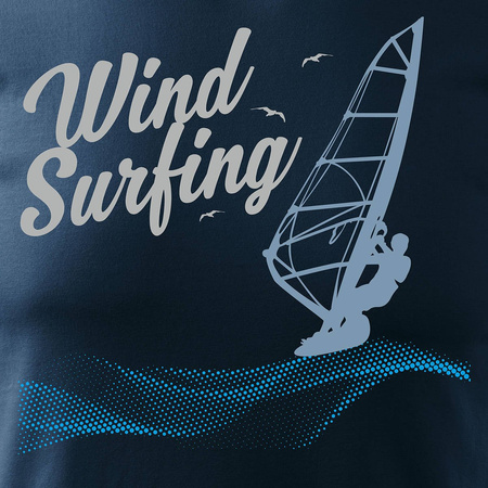 Wyprzedaż - koszulka windsurfing do windsurfingu z windsurfingiem męska granatowa REGULAR