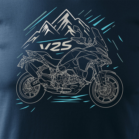 Koszulka na motor motocyklowa Ducati Multistrada V2S męska granatowa REGULAR