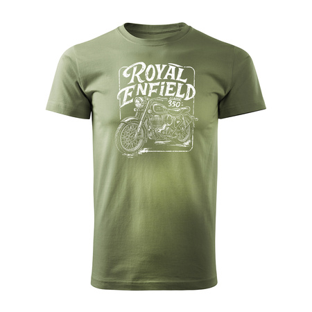 Koszulka motocyklowa z motocyklem na motor Royal Enfield Classic 350 Legend męska khaki
