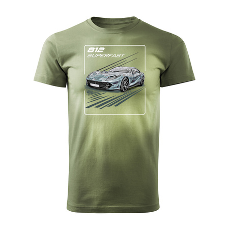 Koszulka z samochodem Ferrari 812 Superfast męska khaki REGULAR