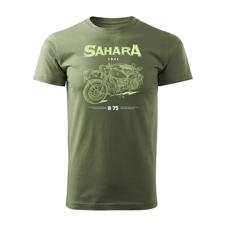 Koszulka motocyklowa z motocyklem BMW Sahara Legend męska khaki