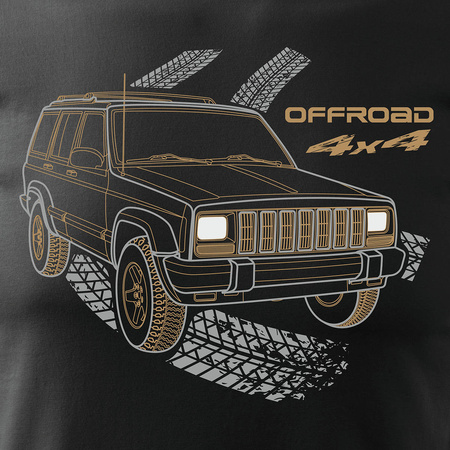 Wyprzedaż - koszulka z samochodem Jeep Grand Cherokee męska czarna REGULAR