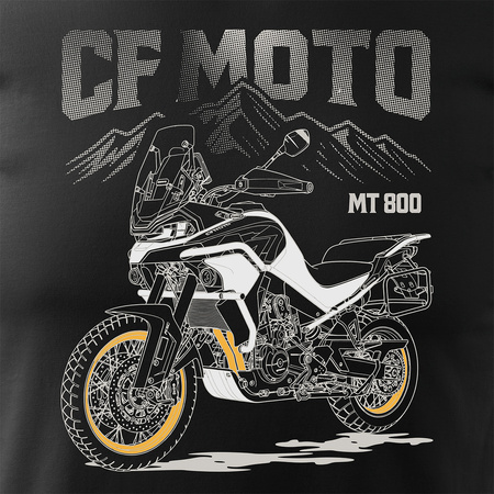Koszulka motocyklowa z motocyklem turystycznym CF MOTO MT 800 męska czarna