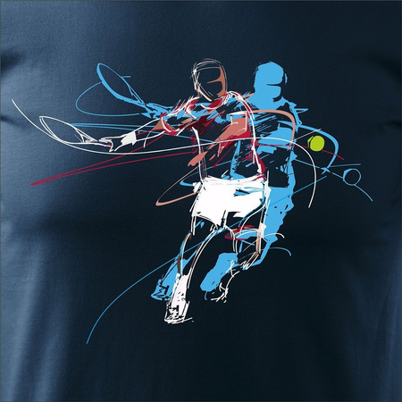 Wyprzedaż - koszulka z tenisistą Tenis Squash męska granatowa REGULAR