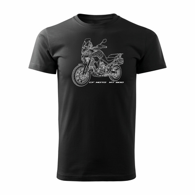Koszulka motocyklowa z motocyklem turystycznym CF MOTO MT 800 męska czarna