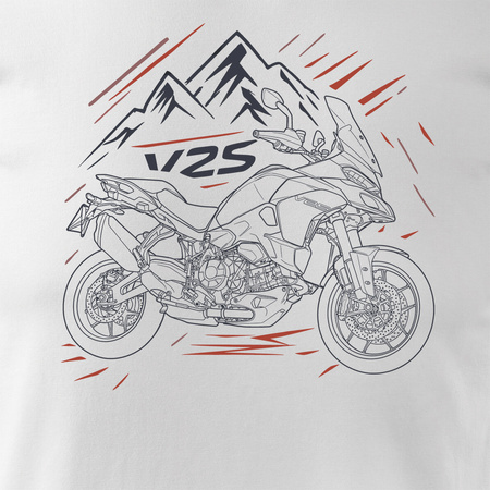 Koszulka na motor motocyklowa Ducati Multistrada V2S męska biała REGULAR