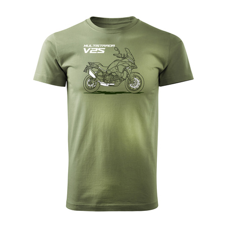 Koszulka na motor motocyklowa Ducati Multistrada V2S męska khaki REGULAR