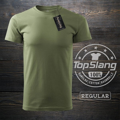Topslang koszulka wojskowa gruba dobra jakość zielona khaki męska bawełniana t-shirt męski zielony REGULAR