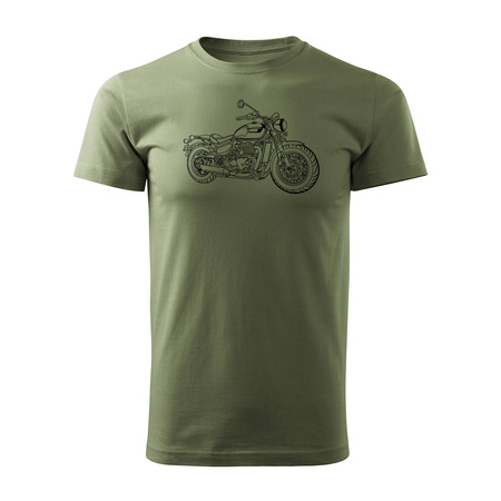 Koszulka motocyklowa na motor z motocyklem Triumph Bonneville męska khaki REGULAR