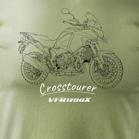 Koszulka z motocyklem Honda VFR1200X VFR 1200 X Crosstourer męska khaki REGULAR