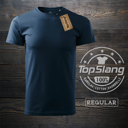 Topslang koszulka męska bawełniana gruba dobra jakość granatowa t-shirt męski granatowy REGULAR