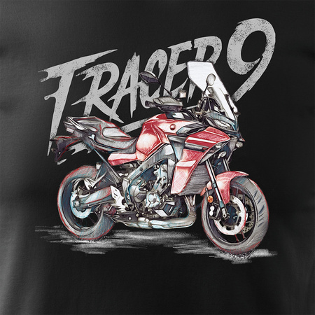 Koszulka motocyklowa z motocyklem na motor Yamaha Tracer 9 900 męska czarna