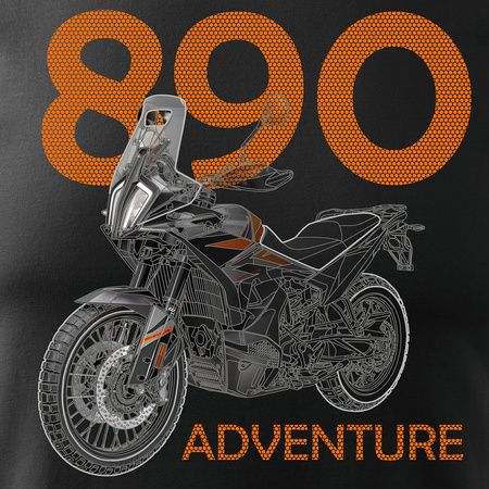 Koszulka na motor motocykl KTM 890 Adventure męska czarna REGULAR