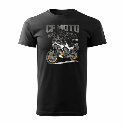Koszulka motocyklowa z motocyklem turystycznym CF MOTO MT 800 męska czarna