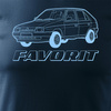 Koszulka z samochodem Skoda ze Skodą Favorit PRL legend męska granatowa REGULAR