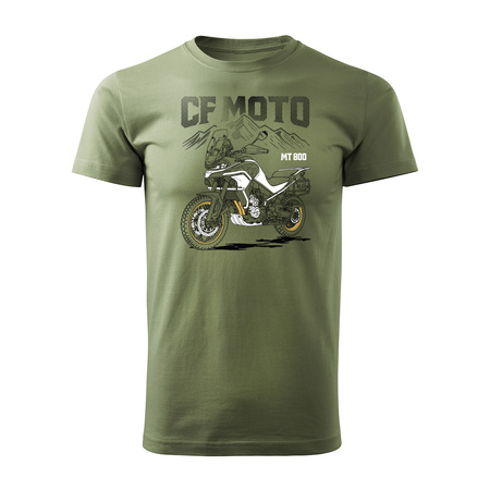 Koszulka motocyklowa z motocyklem turystycznym CF MOTO MT 800 męska khaki