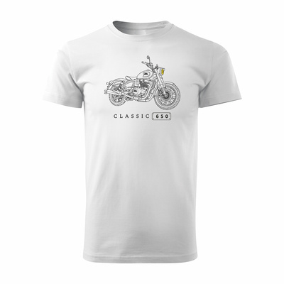 Koszulka motocyklowa z motocyklem na motor Royal Enfield Classic 650 Legend męska biała
