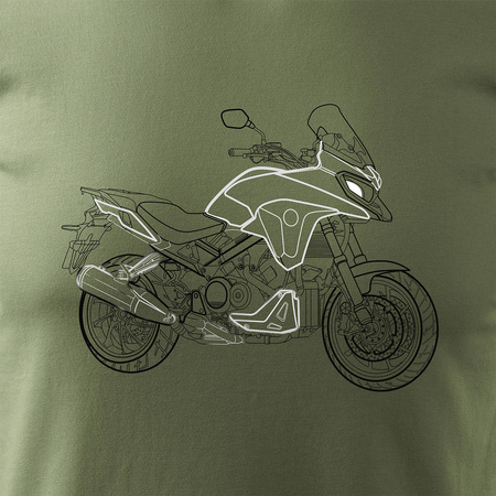 Wyprzedaż - koszulka z motocyklem Honda VFR 800 X Stroke męska khaki REGULAR