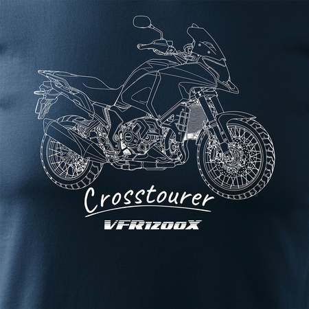 Koszulka z motocyklem Honda VFR1200X VFR 1200 X Crosstourer męska granatowa REGULAR