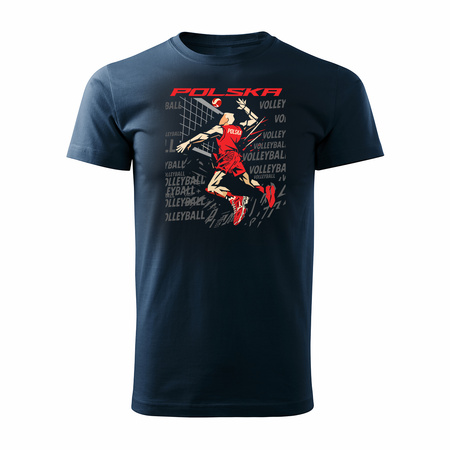 Koszulka polska siatkówka dla kibica do siatkówki siatkówka Volleyball męska granatowa REGULAR