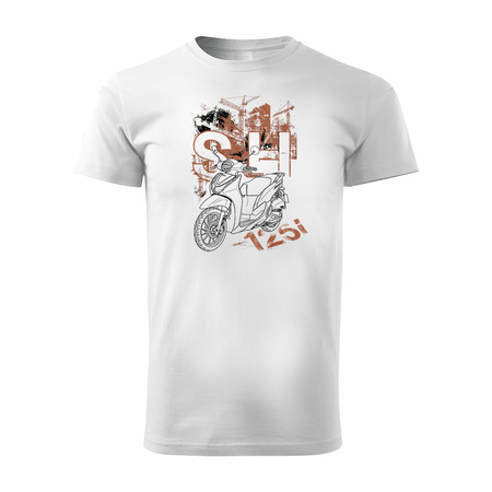 Koszulka motocyklowa z motocyklem skuterem skuter na motor Honda SH125i SH 125 i męska biała