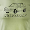 Koszulka z samochodem Skoda ze Skodą Favorit PRL legend męska khaki REGULAR