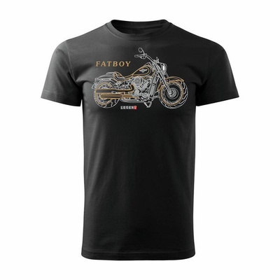 Koszulka motocyklowa na motor HARLEY DAVIDSON FATBOY męska czarna REGULAR