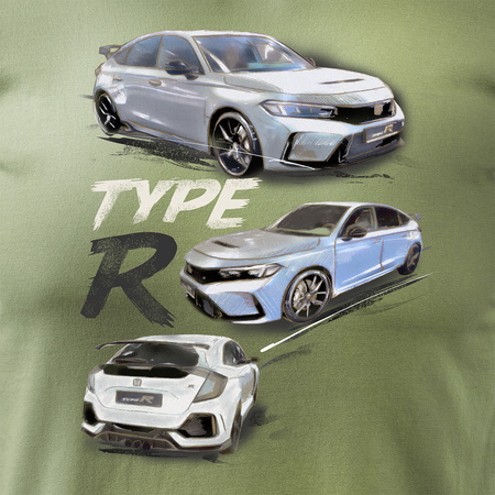 Koszulka z samochodem Honda Civic Type R męska khaki REGULAR