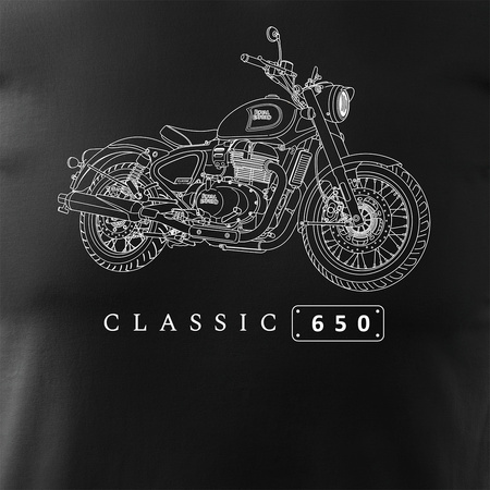 Koszulka motocyklowa z motocyklem na motor Royal Enfield Classic 650 Legend męska czarna