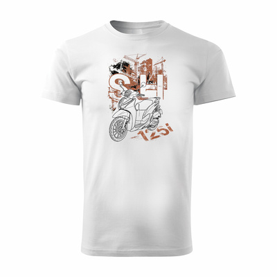 Koszulka motocyklowa z motocyklem skuterem skuter na motor Honda SH125i SH 125 i męska biała