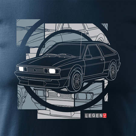 Wyprzedaż - koszulka z samochodem VW Scirocco męska granatowa REGULAR