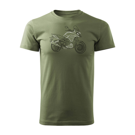 Wyprzedaż - koszulka z motocyklem Honda VFR 800 X Stroke męska khaki REGULAR