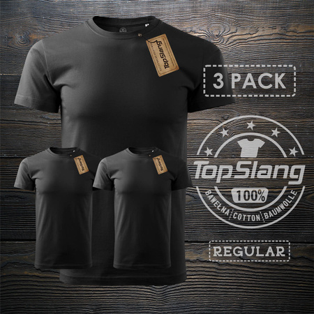 Topslang koszulka męska bawełniana czarna gruba na WF 3 PACK t-shirt męski czarny REGULAR