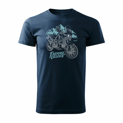 Koszulka motocyklowa z motocyklem na motor MV Agusta Enduro Veloce męska granatowa