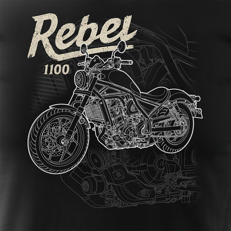 Koszulka motocyklowa z motocyklem na motor Honda Rebel 1100 męska czarna