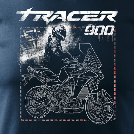 Koszulka motocyklowa z motocyklem na motor Yamaha Tracer 9 900 męska granatowa