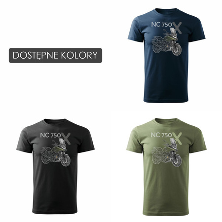 Koszulka z motocyklem na motor Honda NC 750 X NC750X 2025 męska khaki REGULAR
