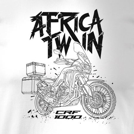Koszulka motocyklowa z motocyklem Honda Africa Twin CRF1000L męska biała