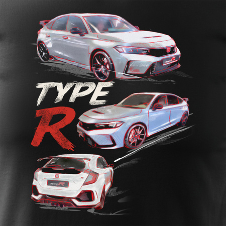 Koszulka z samochodem Honda Civic Type R męska czarna REGULAR