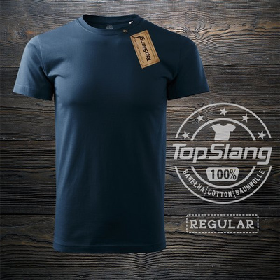 Topslang koszulka męska bawełniana gruba dobra jakość granatowa t-shirt męski granatowy REGULAR