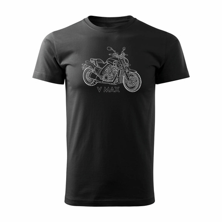 Koszulka motocyklowa z motocyklem Yamaha V MAX VMAX męska czarna REGULAR