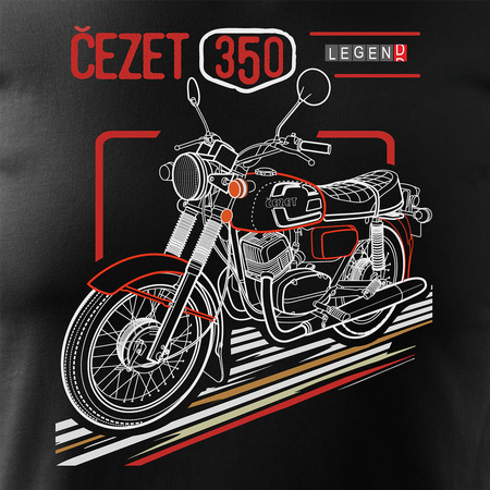 Koszulka z motocyklem na motor Cezet Cezeta 350 męska czarna REGULAR