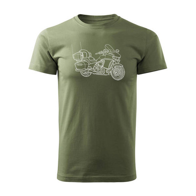 Koszulka motocyklowa z motocyklem Yamaha Star Venture 1800 adventure męska khaki