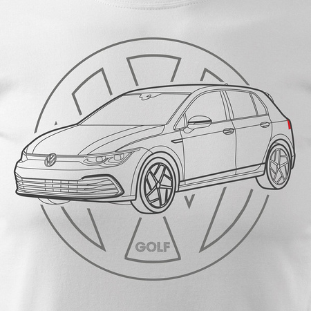 Koszulka z samochodem VW Golf 8 VIII męska biała REGULAR