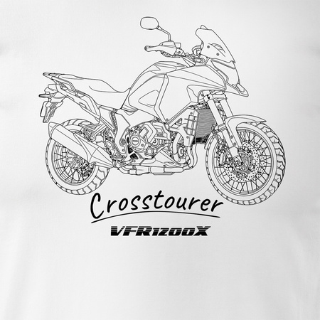 Koszulka z motocyklem Honda VFR1200X VFR 1200 X Crosstourer męska biała REGULAR