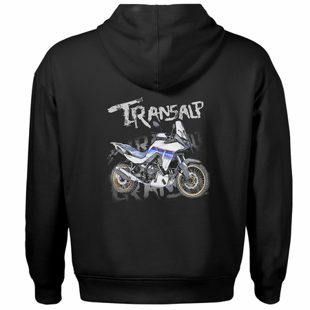 Bluza z kapturem motocyklowa z motocyklem na motor Honda Transalp 750 XL męska czarna