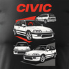 Koszulka z samochodem Honda Civic 4 IV legend męska czarna REGULAR