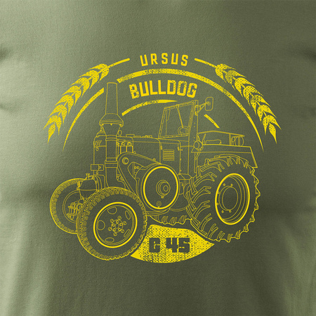 Koszulka z traktorem ursus C45 dla rolnika Bulldog męska khaki REGULAR