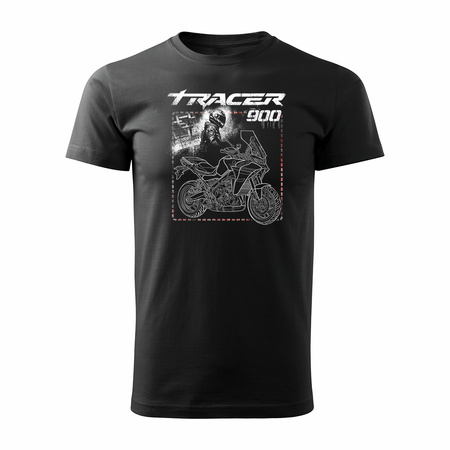Koszulka motocyklowa z motocyklem na motor Yamaha Tracer 9 900 męska czarna
