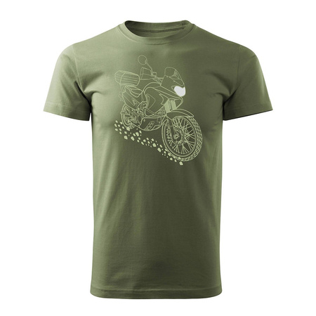 Koszulka motocyklowa z motocyklem Honda Transalp męska khaki REGULAR